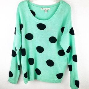 ❤️ Mint Green and Black Polka Dot Knit Sweater
